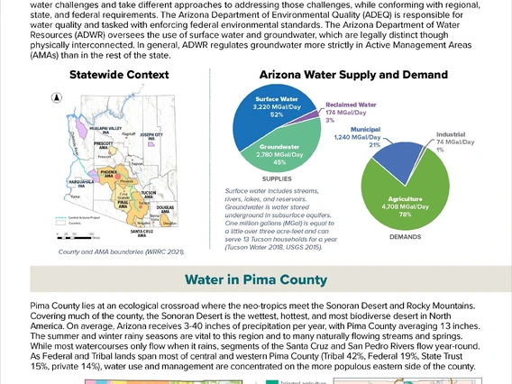First page of Pima County Water Factsheet