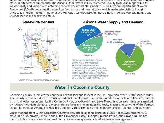 First page of Coconino County Water Factsheet