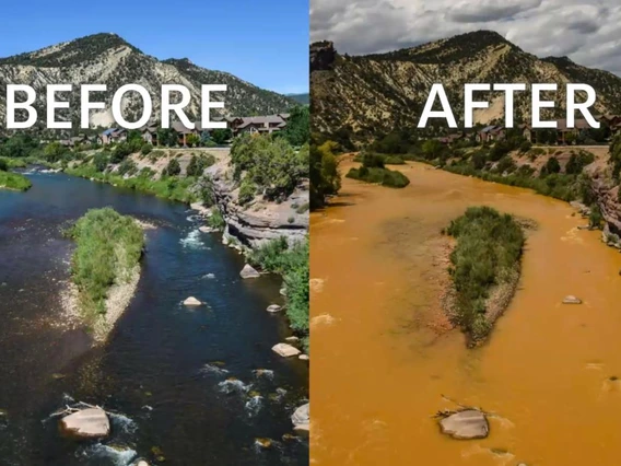 Gold King Mine waste water spill before and after