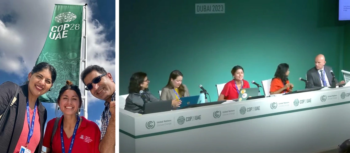 WRRC Graduate Outreach Assistant Taylor Simmons speaking at COP28