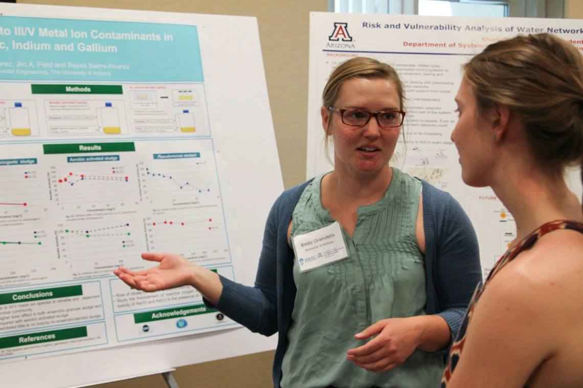 STUDENT RESEARCH SUPPORT OPPORTUNITY Student describing poster