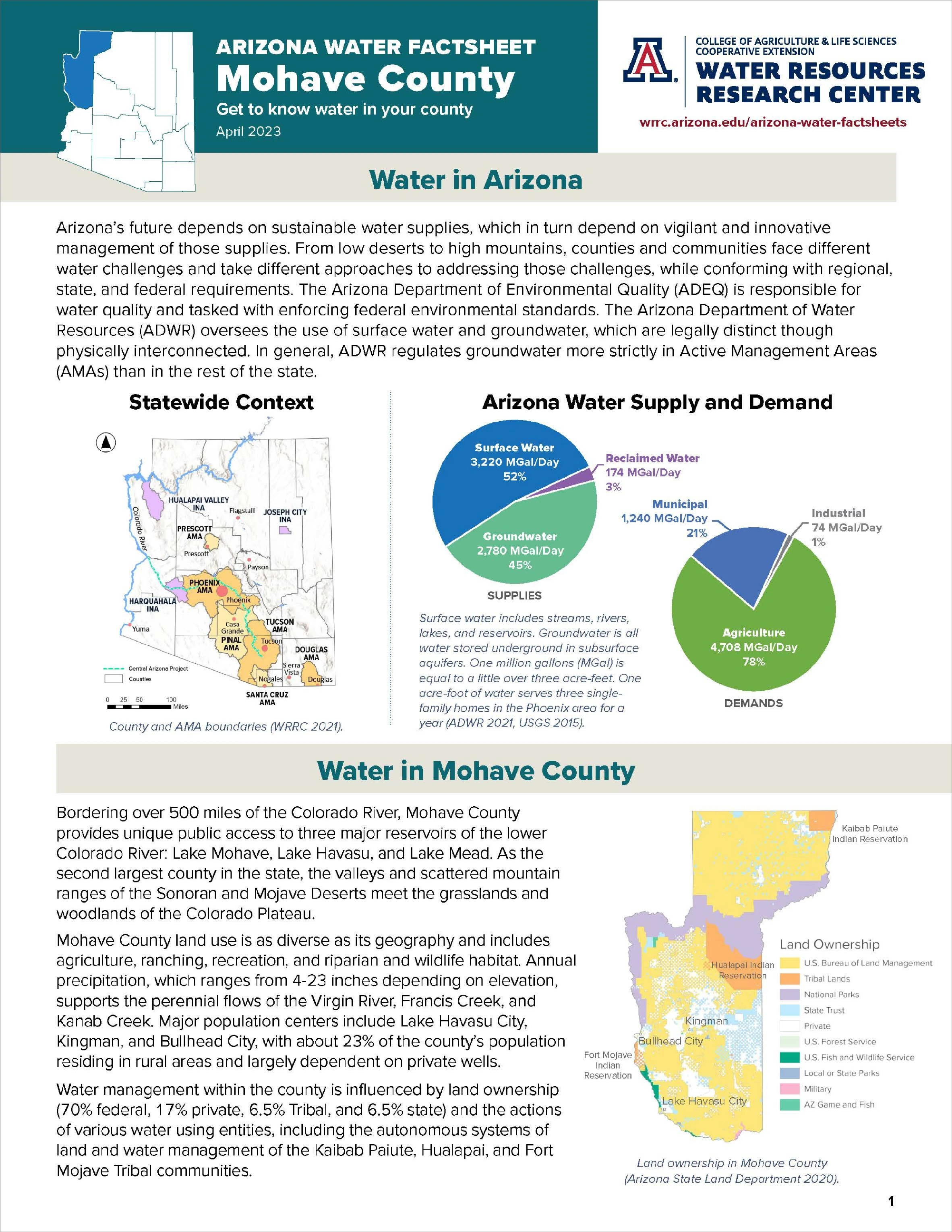 First page of Mohave County Water Factsheet