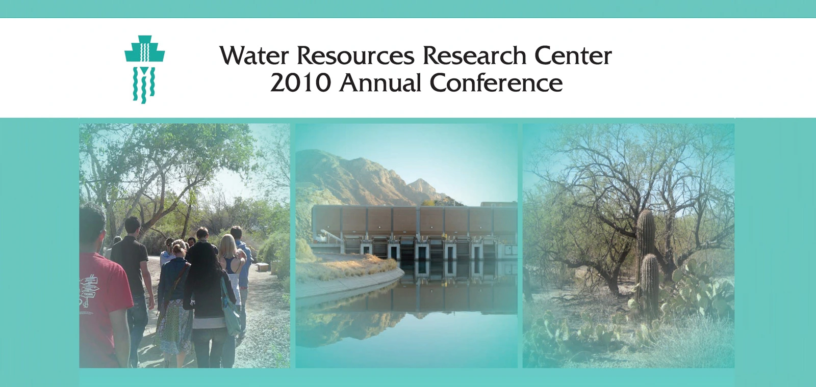 2010 conference banner featuring some plant life, a dam, and a group of people walking