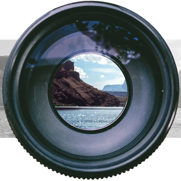 lake and mountain inside a camera lens lake and mountain inside a camera lens