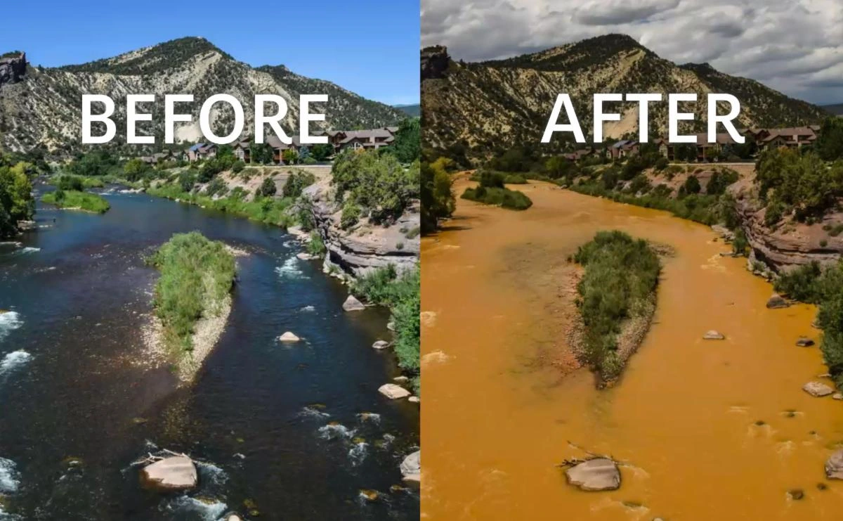 Gold King Mine waste water spill before and after Gold King Mine waste water spill before and after