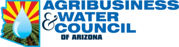 Agribusiness & Water Council of Arizona logo - arizona silhouette with arizona flag, crop, and water drop in it
