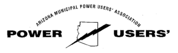 Arizona Municipal Powers Users' Association logo - az silhouette with lightning bolt cutting it in half at a diagonal