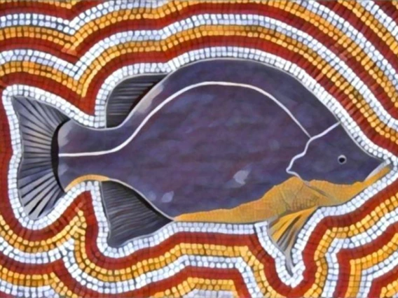 Image: Kamilaroi painting of a Thagaay, Golden Perch or Yellow Belly (Moggridge, 2004)