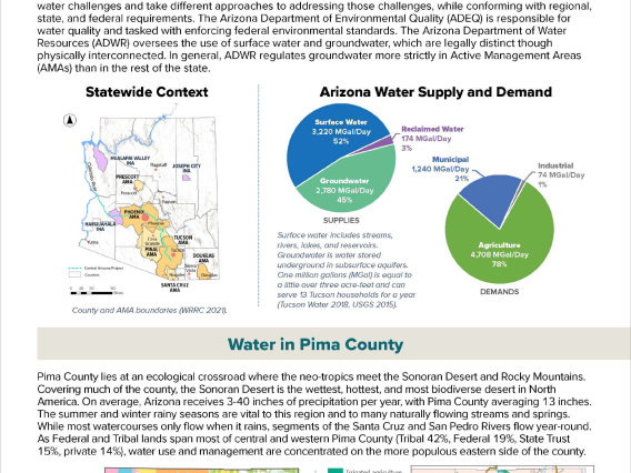First page of Pima County Water Factsheet