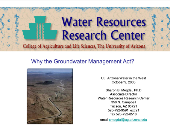 why the groundwater management act title page PPT