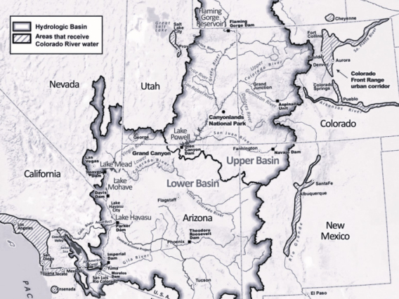 map of upper and lower colorado river basin