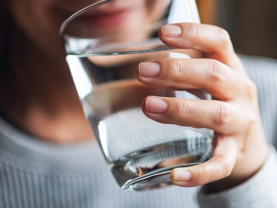 a person drinking water