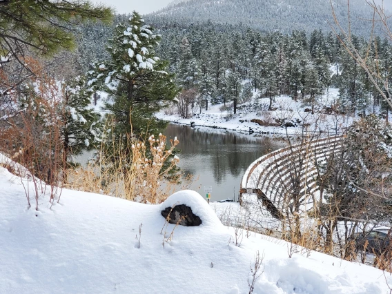 photo of a snow covered reservoir in williams arizona