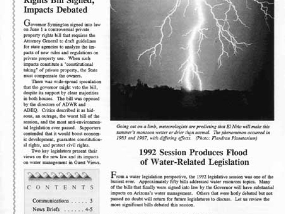 Cover Arizona Water Resource July-Aug 1992