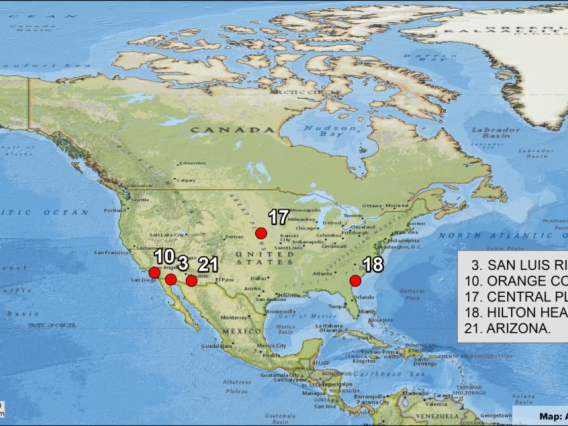 Map of North American MAR projects case studies