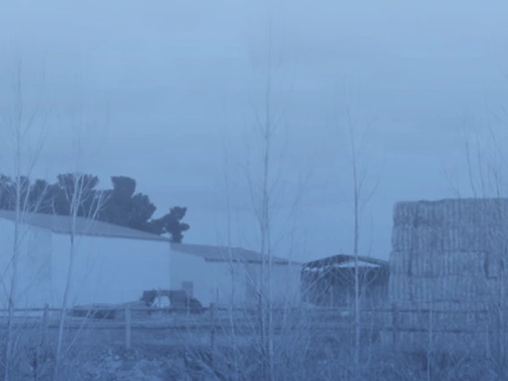 Barn and hay bales