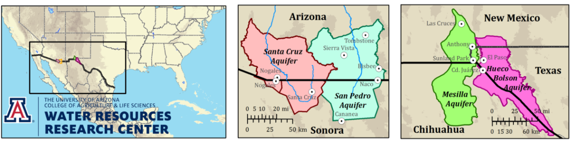 map showing US and Mexico border