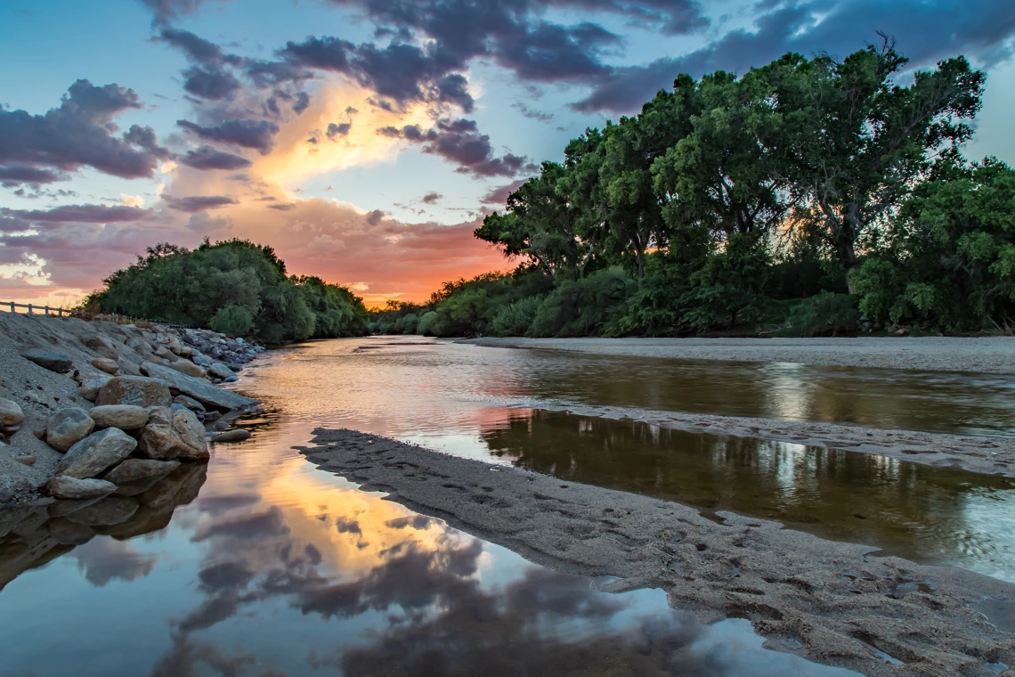 Ernie Schloss photo showing a sunset scene after a monsoon rain