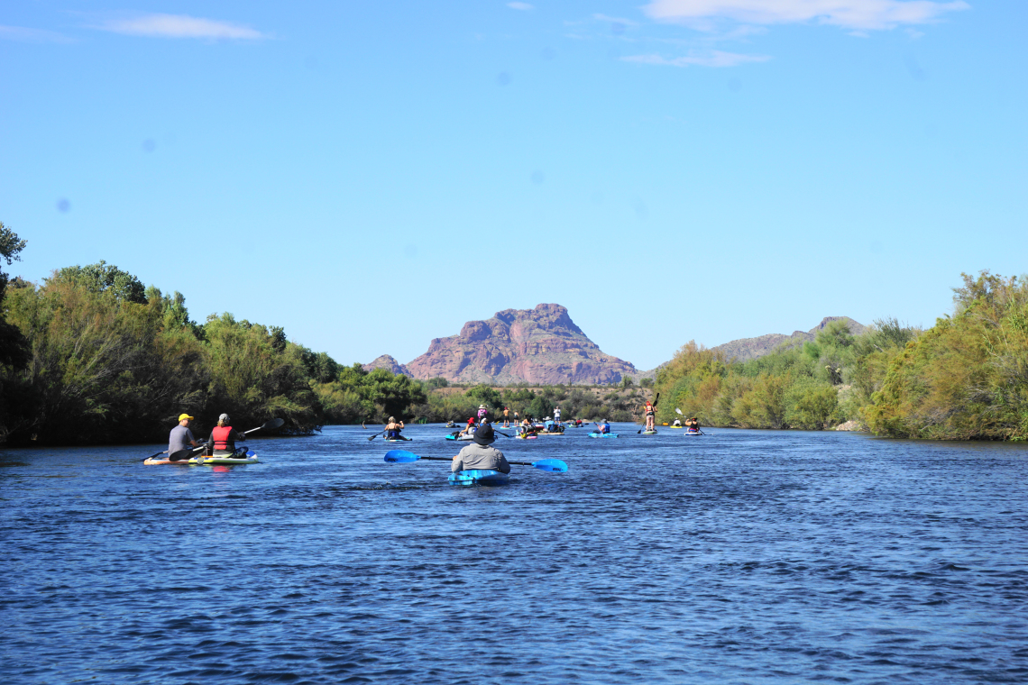 Jimmy Tonthat photo of people on paddle boards on the Salt River in Arizona