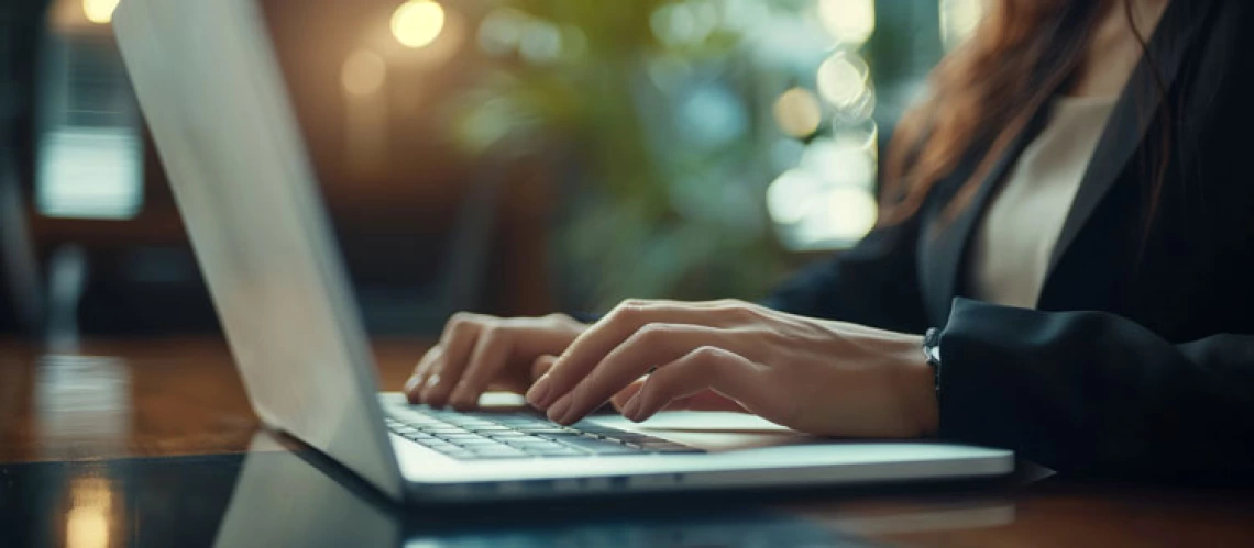 student job posting photo of person at laptop