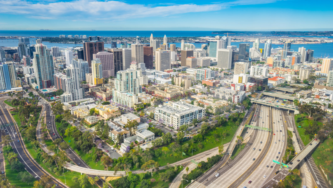 aerial shot of san diego