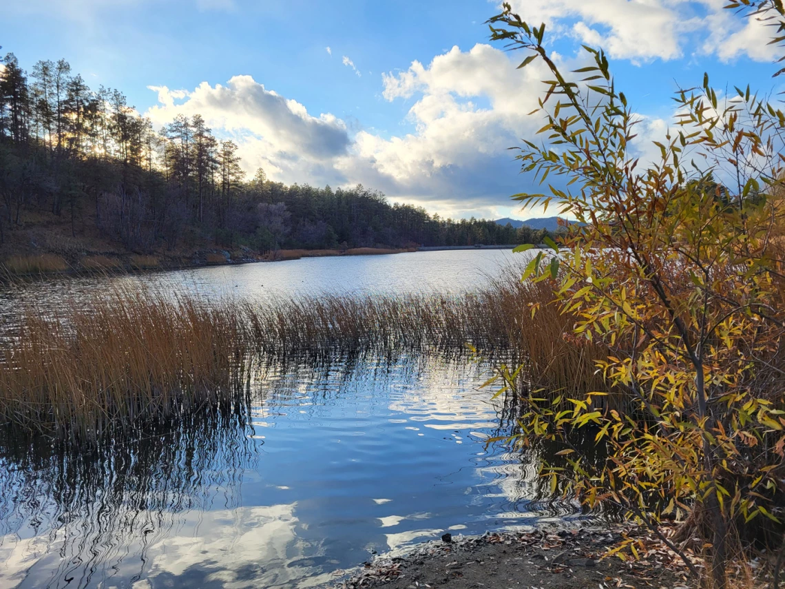 goldwater lake with clouds and sky reflection