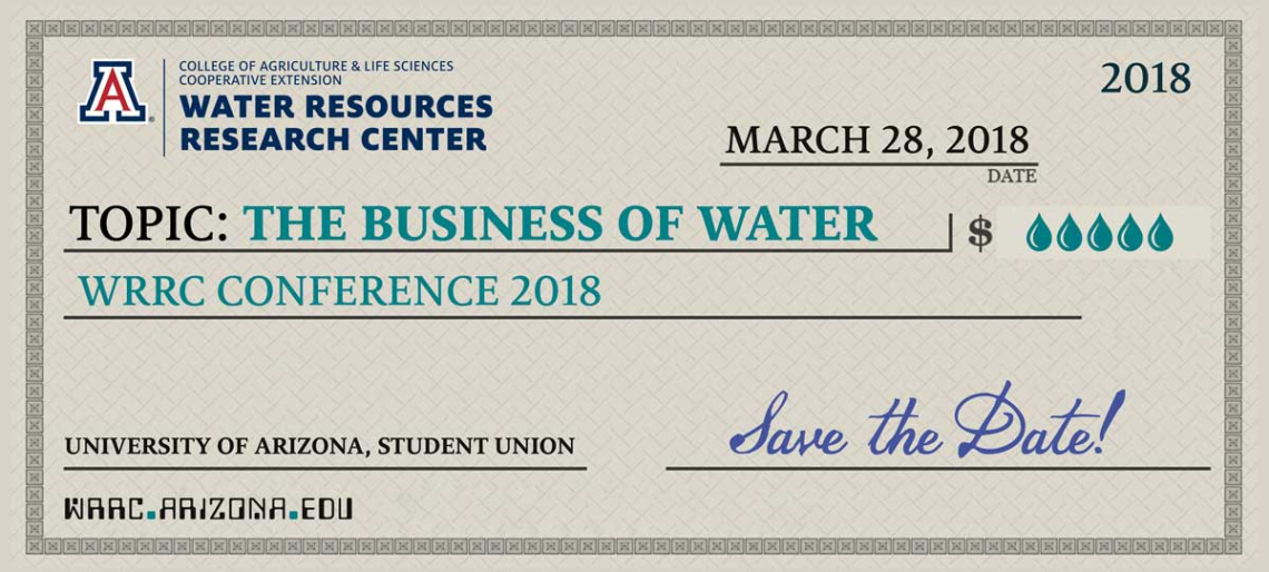 The Business of Water info card graphic. resembles a check