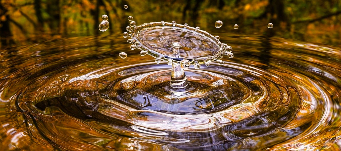 Water drop splash with ripples