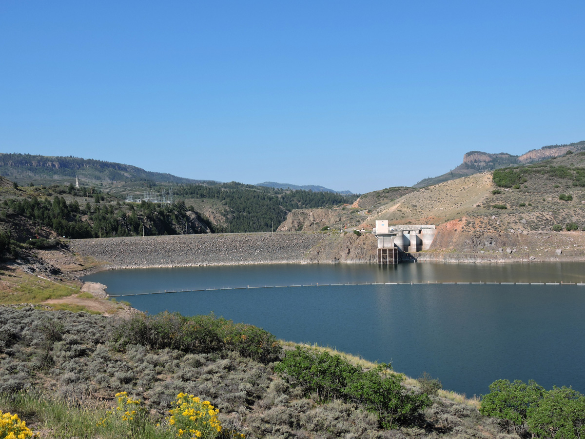 Photo of the the upstream side of Blue Mesa Dam 