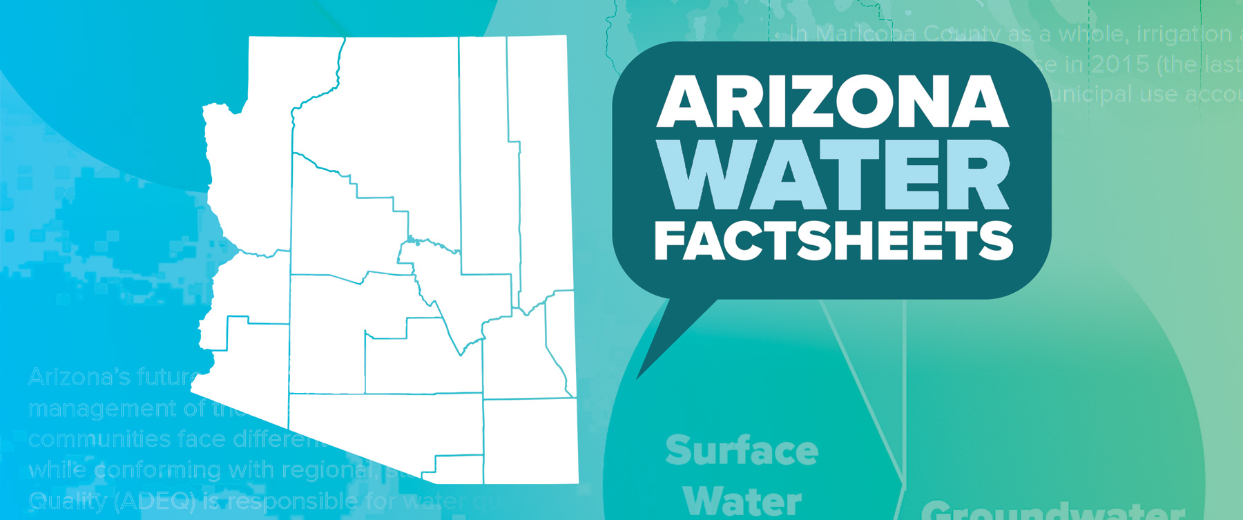 AZ water factsheets graphic showing state and a callout ballon with text