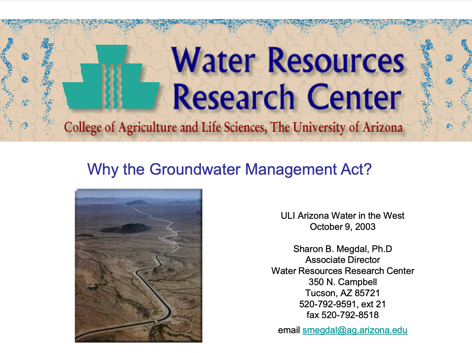 why the groundwater management act title page PPT