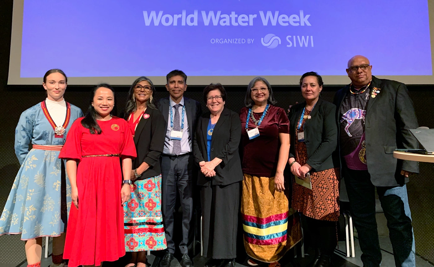  (L to R) Aana Edmondson, Camille Calimlim Touton, Lorelei Cloud, Daryl Vigil, Sharon Megdal, Michelle Brown-Yazzie, Erina Watene, Leslie ”Phil” Duncan 