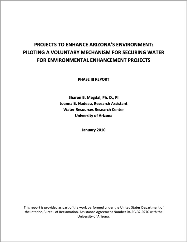 Projects to Enhance Arizona's Environment cover page