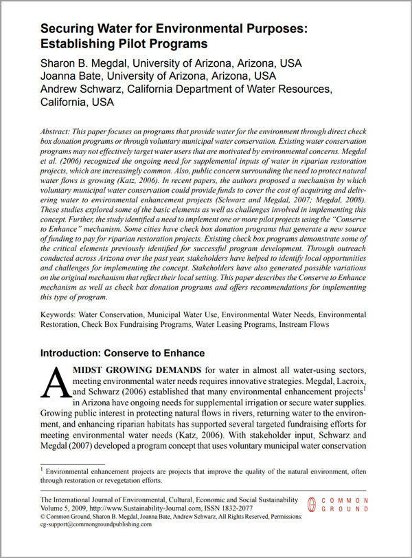 Securing Water for Environmental Purposes first page