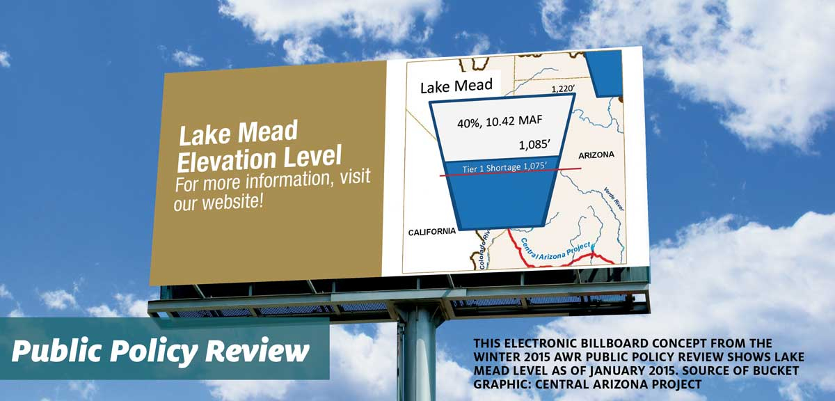Billboard showing level of Lake Mead
