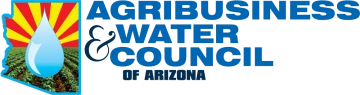 Agribusiness & Water Council of Arizona logo - arizona silhouette with arizona flag, crop, and water drop in it