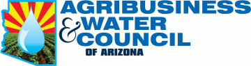 Agribusiness & Water Council of Arizona logo - arizona silhouette with arizona flag, crop, and water drop in it