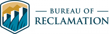 Bureau of Reclamation logo featuring a graphic of a dam and mountain