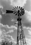 black and white photo of windmill