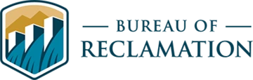 Bureau of Reclamation logo featuring a graphic of a dam and mountain